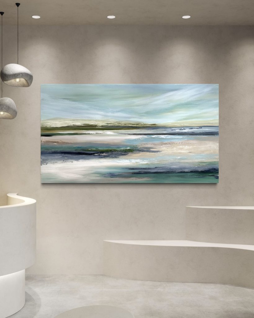 abstrakti taidemaalaus, jossa maisema